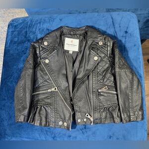 Urban Republic Girls Toddler Black  Moto Faux Leather Zip Jacket size 4T EUC
